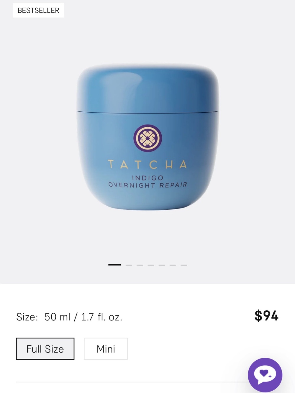 tatcha indigo overnight repair cream - 50 ml